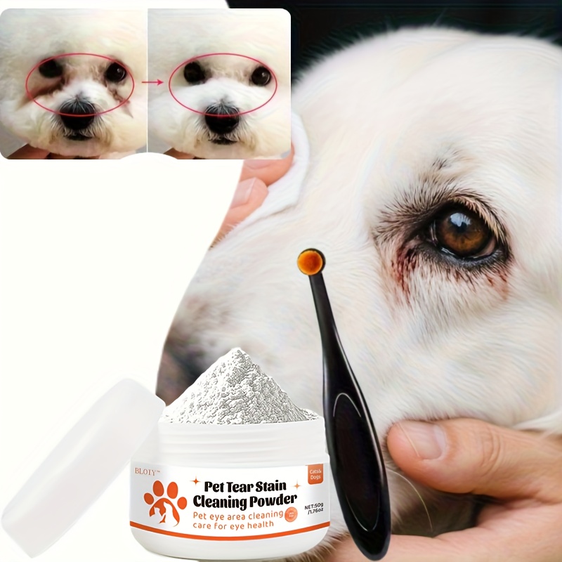 Image of Pet Tear Stain Remover Powder, Honeysuckle Plant Formula Tear Stain Powder 50g Set, Universal Cleaner For Dogs And Cats, Gentle Tear Stain Removal, Non-irritating