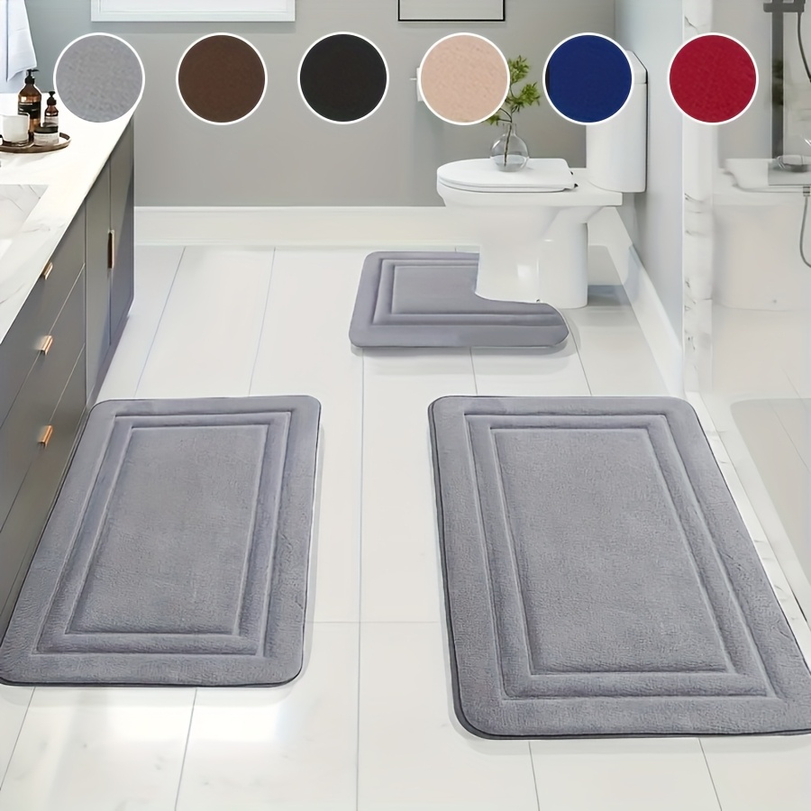 3pcs soft bath mat set non slip quick dry machine washable polyester 100 handmade knit weave square shape fade resistant bathroom rug for bedroom bathroom room decor Product details 3