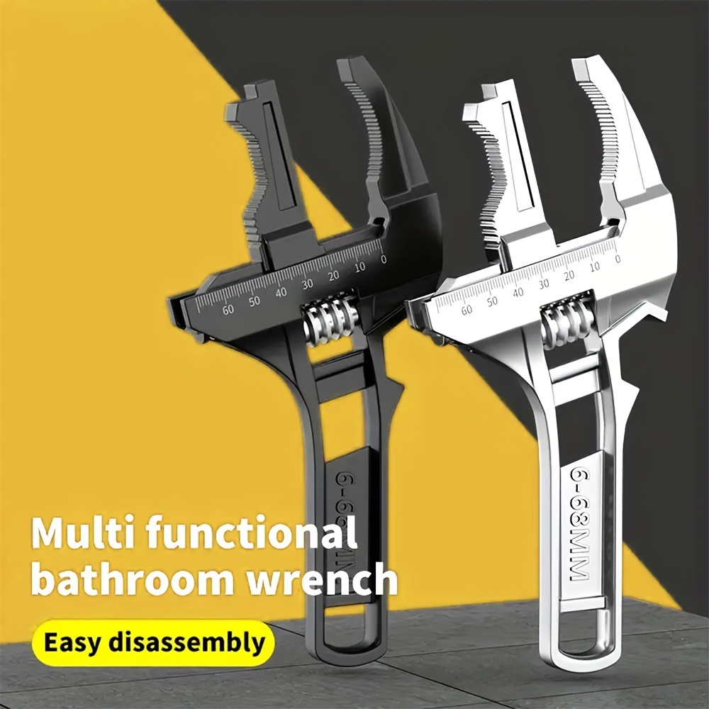 TEMU 1pc Adjustable Bathroom Wrench With Large Opening Short Handle Tool Ideal For Water Heater Installation And Maintenance