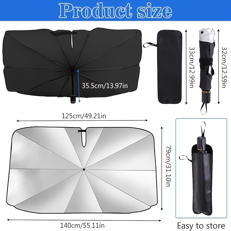TEMU Parasol plegable para parabrisas de coche, parasol giratorio 360° para ventana delantera, parasol para parabrisas con bloqueo UV, cubierta solar