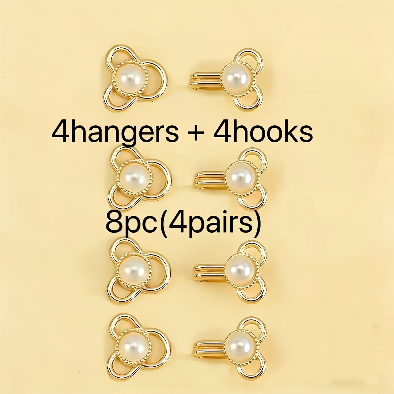 TEMU 8 piezas de botones de perla de gancho y multiusos de 4 puntas + 4 ganchos, botones a presión antideslizantes, botones decorativos de cuello de