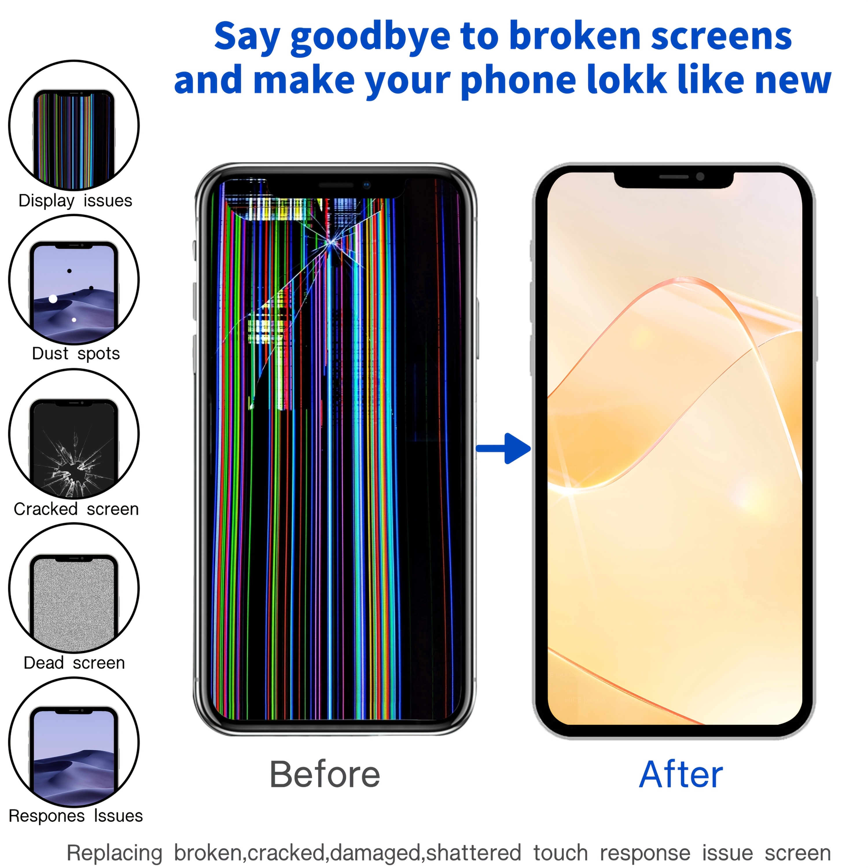 6 1 inch lcd display replacement for iphone xr frame assembly lcd screen with   function   with repair tool set tempered glass protector and   suitable for models a1984 a2105 a2106 a2108 details 2