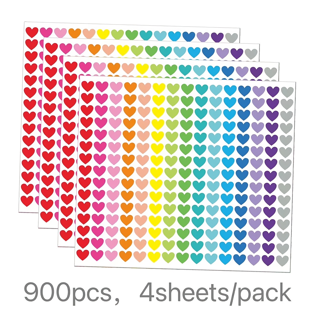 Image of 900 Stickers/4 Sheets Colorful Heart Stickers 15 Colors Small Heart Decoration Stickers Rainbow Gradient Heart-shaped Sticker Set Gift Packaging Decoration Stickers