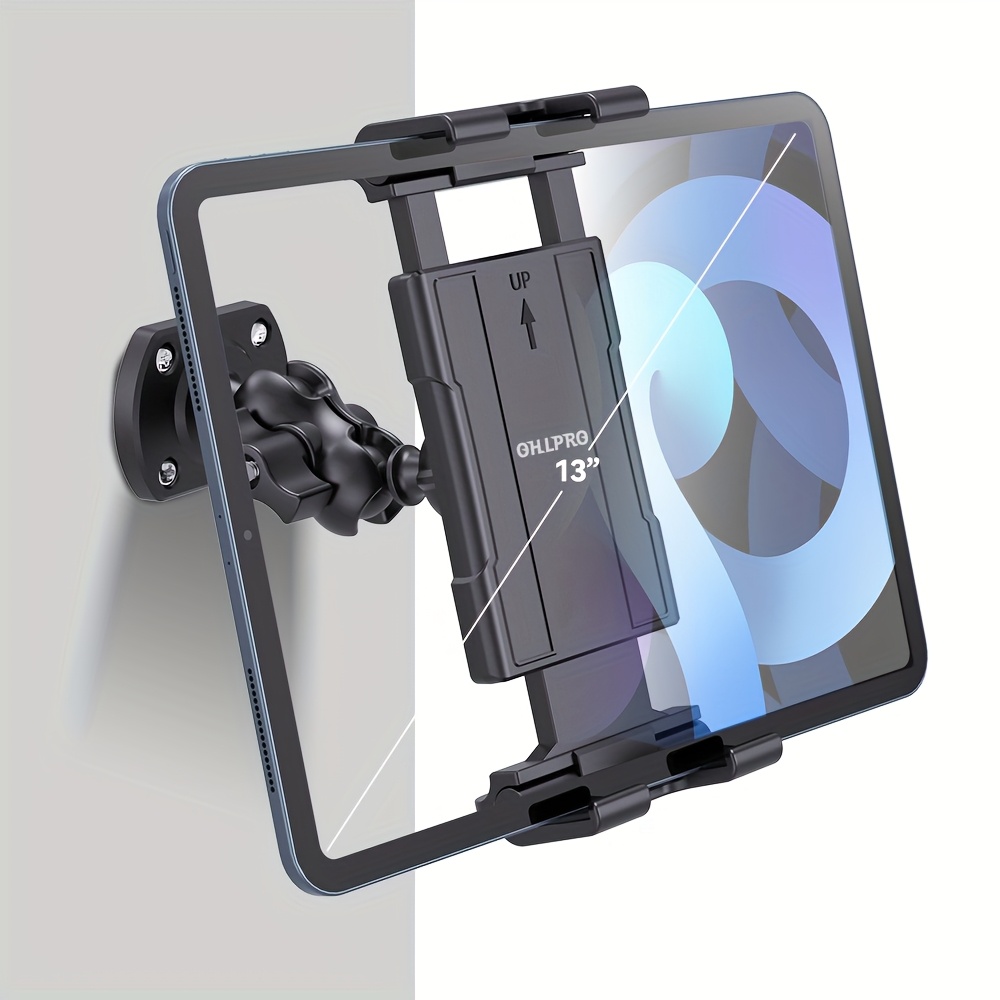 Image of Ohlpro Tablet Wall Mount Holder Designed For Ipad, Featuring A Desk Stand With 360° Adjustment, A Drill Base, And Compatibility Ranging From 5" To 13" Including Ipads, Phones, And Tabs