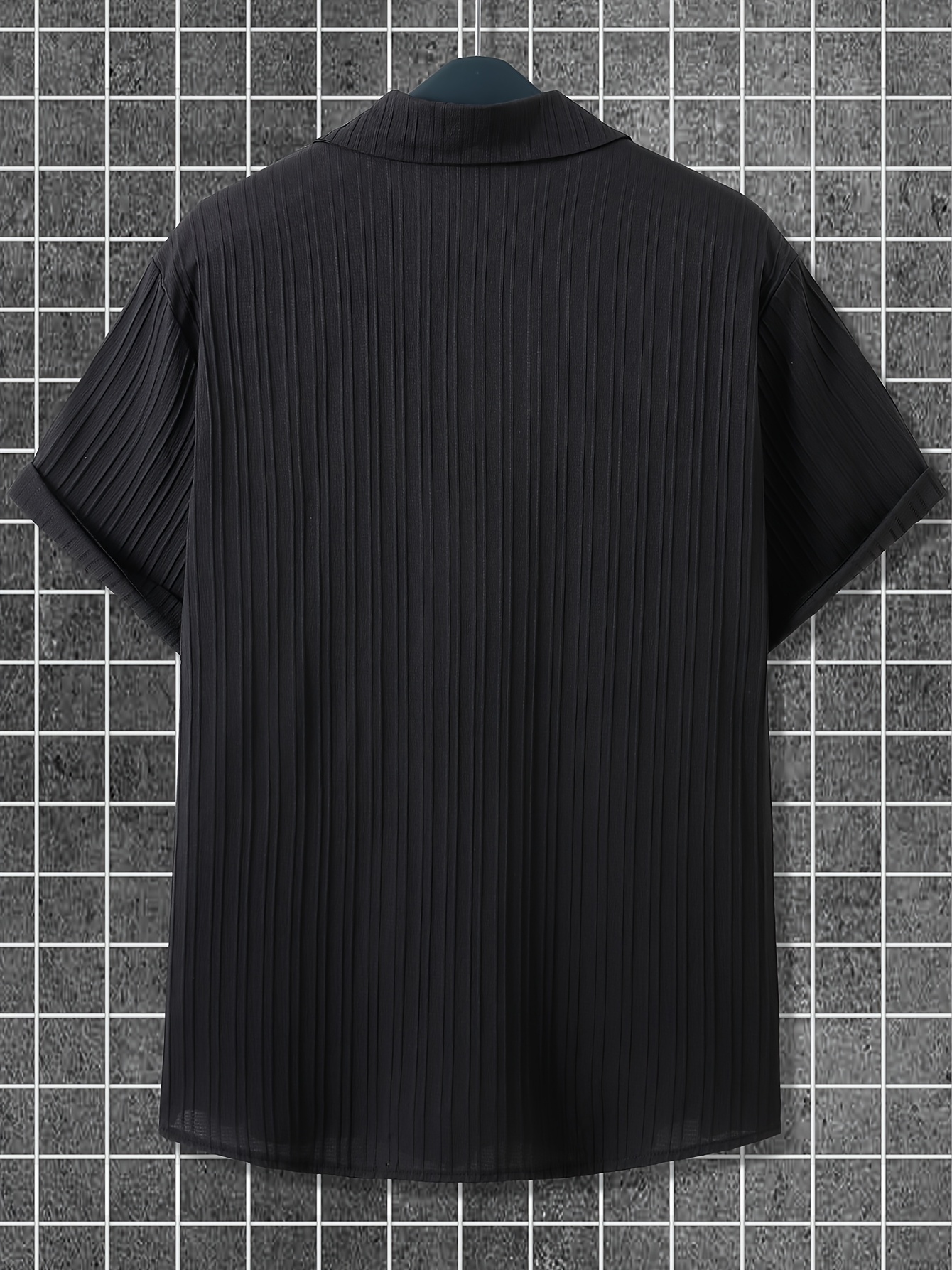 Men's Lightweight Summer Casual Shirt - Mint Green Solid Color Short Sleeve Button-Up with Pointed Collar, 95% Polyester 5% Spandex, Machine Washable Regular Fit for Adults & Teens, PLUS SIZE