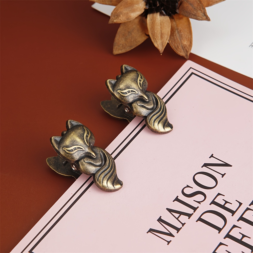 TEMU 2pcs Chic Creative Binder Clips - For Notes/receipts, Vintage Office Supplies, Foldable Clips With Animal Charm For Creative File Organization,