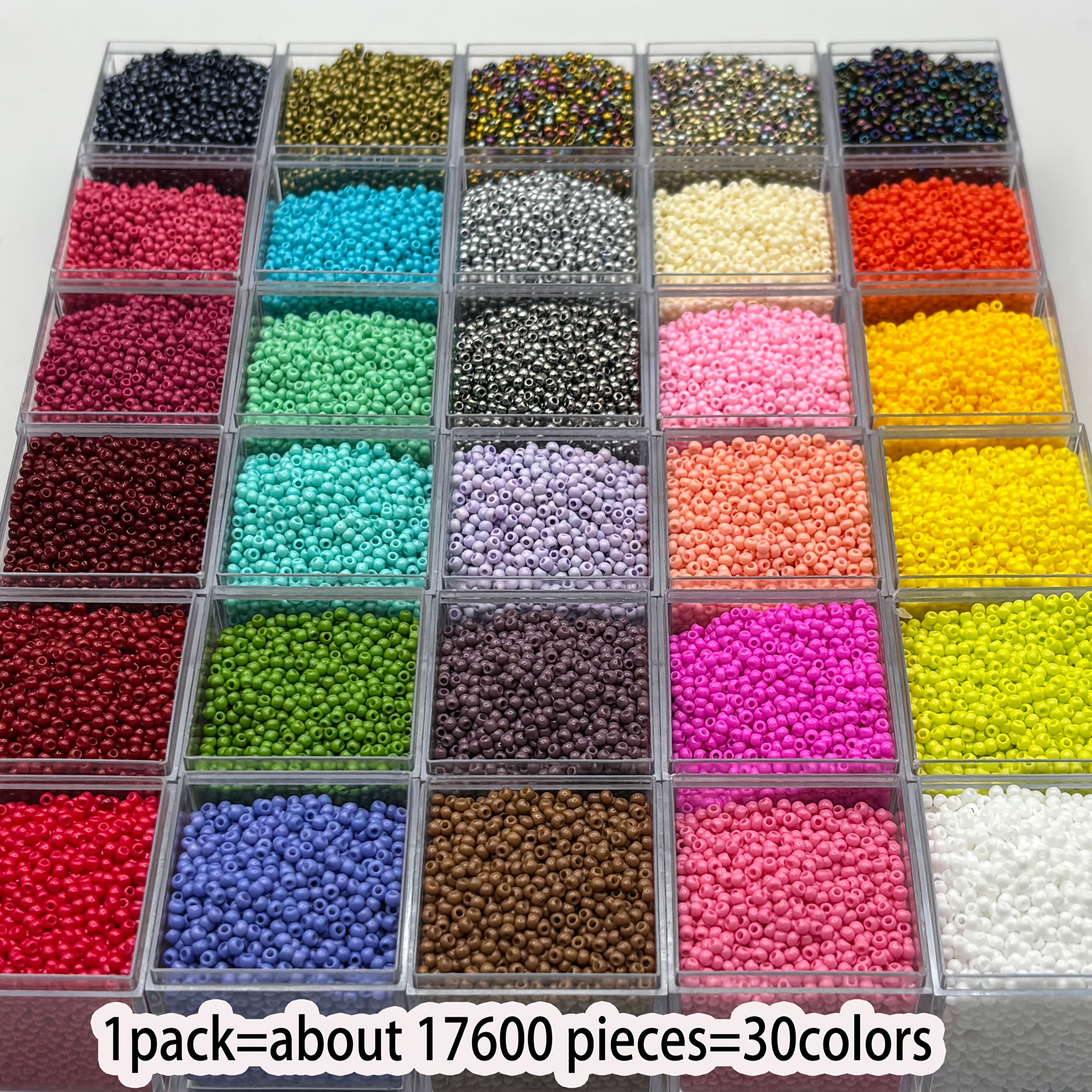 E-shop 17600 Stück 1,8 mm hochwertige tschechische Glasperlen - 30 Farben dekorativer Perlen - gleichmäßige Größe pro Stück. DIY Schmuckherstellung -