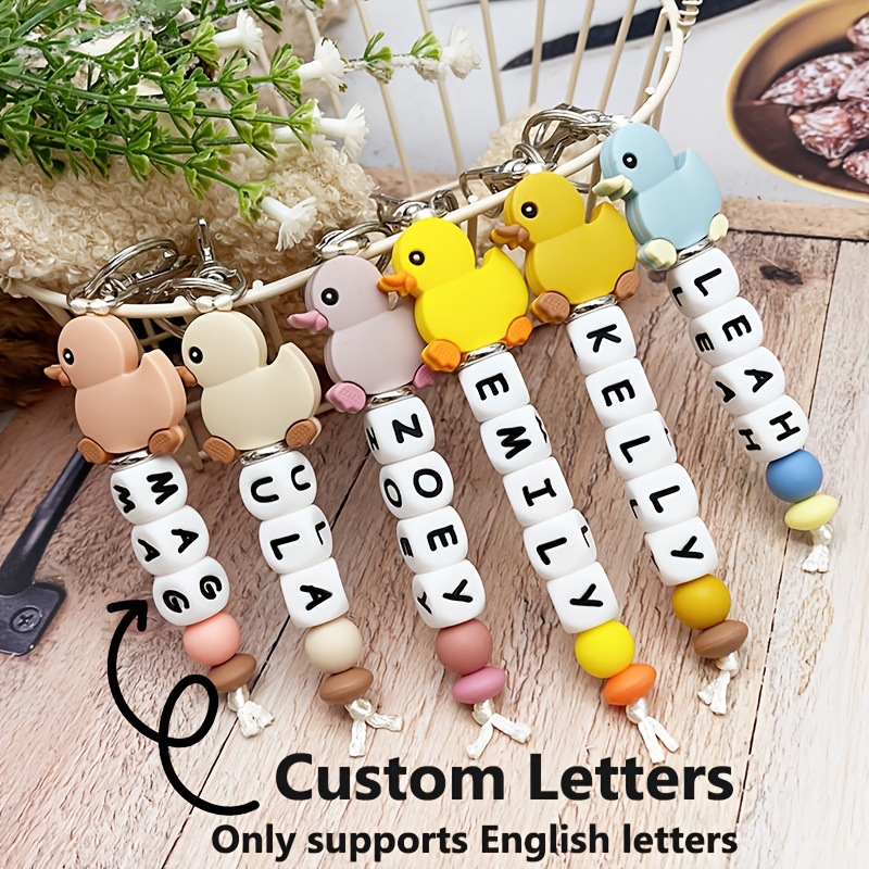 

Beaded Name Keychain For , Personalized Keyring , Decor