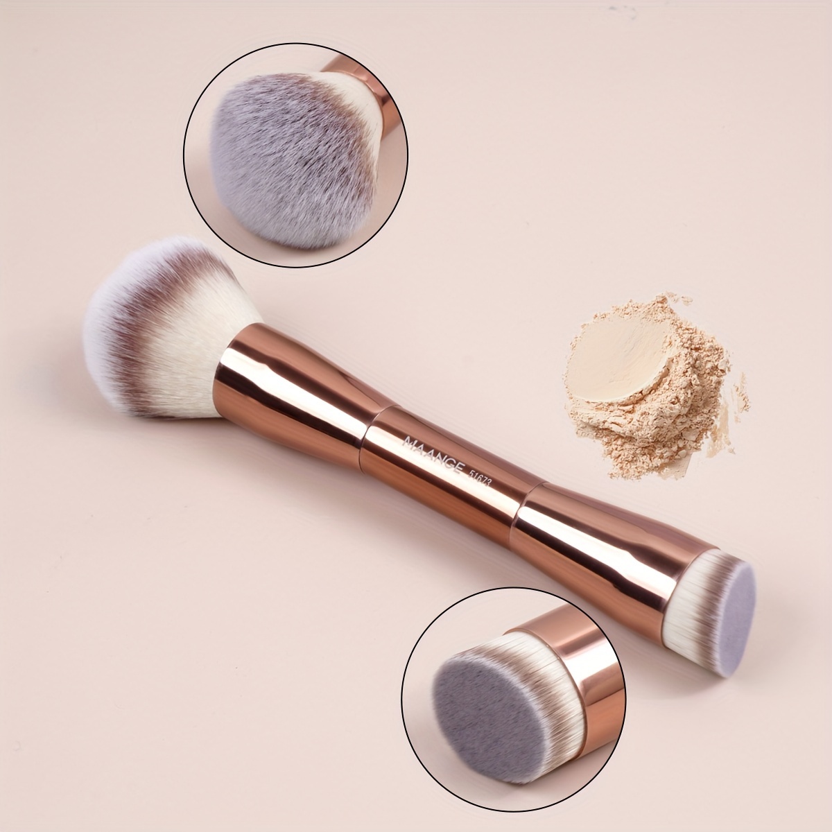 

1pc Double-headed Makeup Brush With Soft Bristles Foundation Brush Blush Brush Bb Cream Makeup Brush Portable Makeup Tool