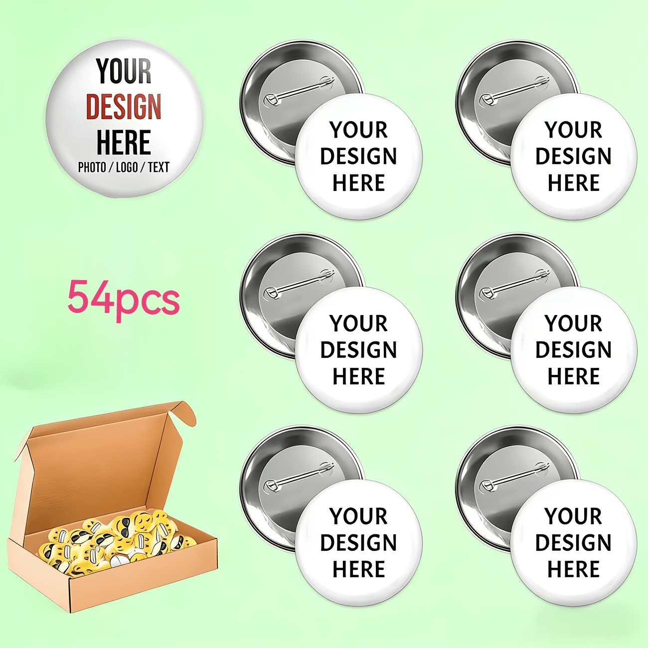 TEMU 54pcs Custom Badges Wholesale - Personalized Name And Text, Suitable For Weddings, Halloween, Christmas, Parties - Unique Gift Idea For Men And