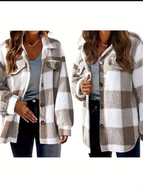 women long sleeve turn collar button closure casual jacket