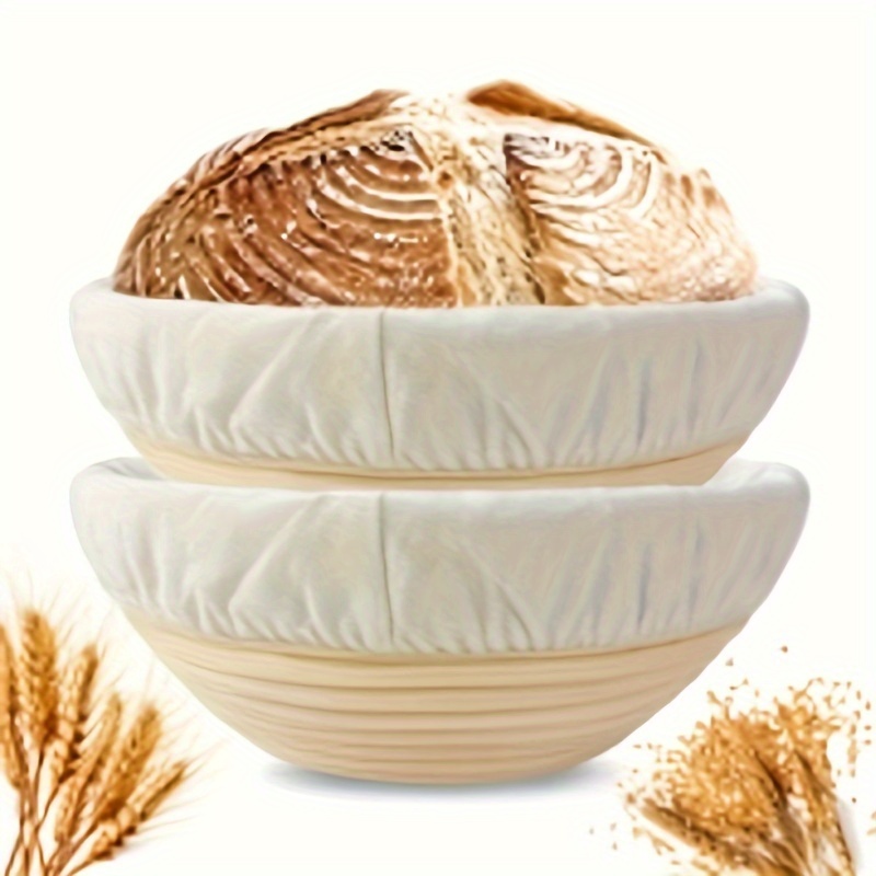 2pcs sourdough baking set modern round   basket with liners   ideal for fermentation bread     for  