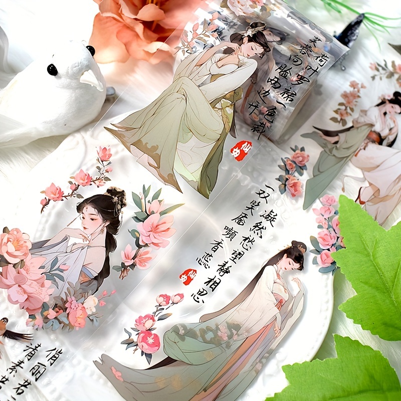 

2m/roll Ancient Style Girls Pet Transparent Tape Decorative Adhesive Stickers For Scrapbooking Journal Notebook Aesthetic Supplies