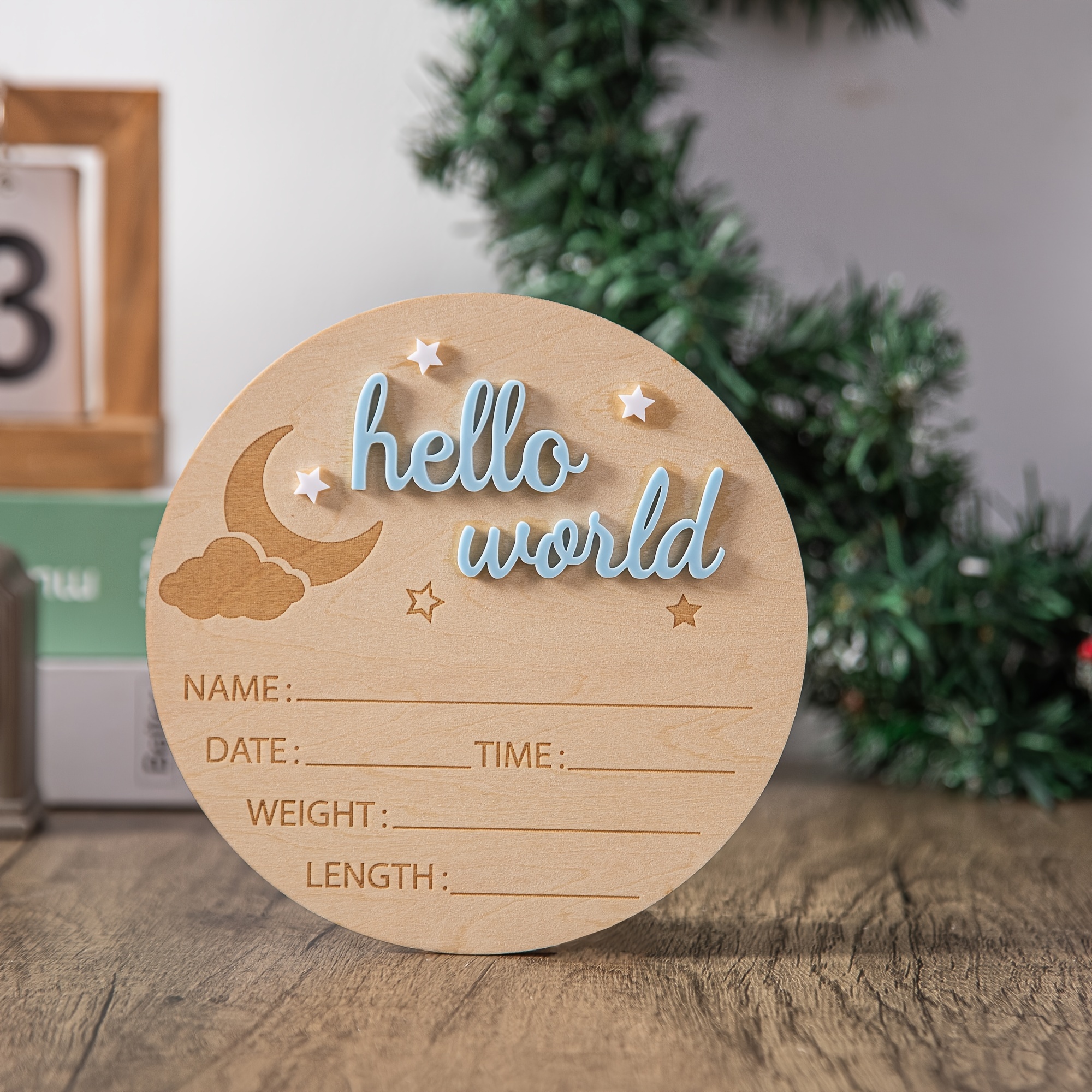 3d Hello World Wooden Sign, Newborn Announcement Board, Gender Reveal Party Supplies, Birthday Party Decor, Photo Prop, Creative Small Gift, Perfect For Halloween & Christmas