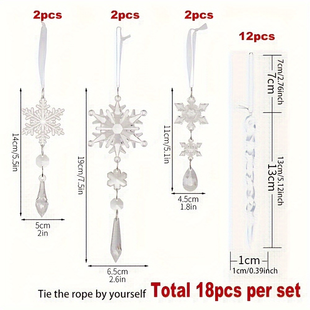 TEMU 18pcs Fashionable Acrylic Pillar Decorations, Transparent Christmas Tree Decorations - Transparent Halloween And New Year Decorations, No Electricity Or Batteries Required