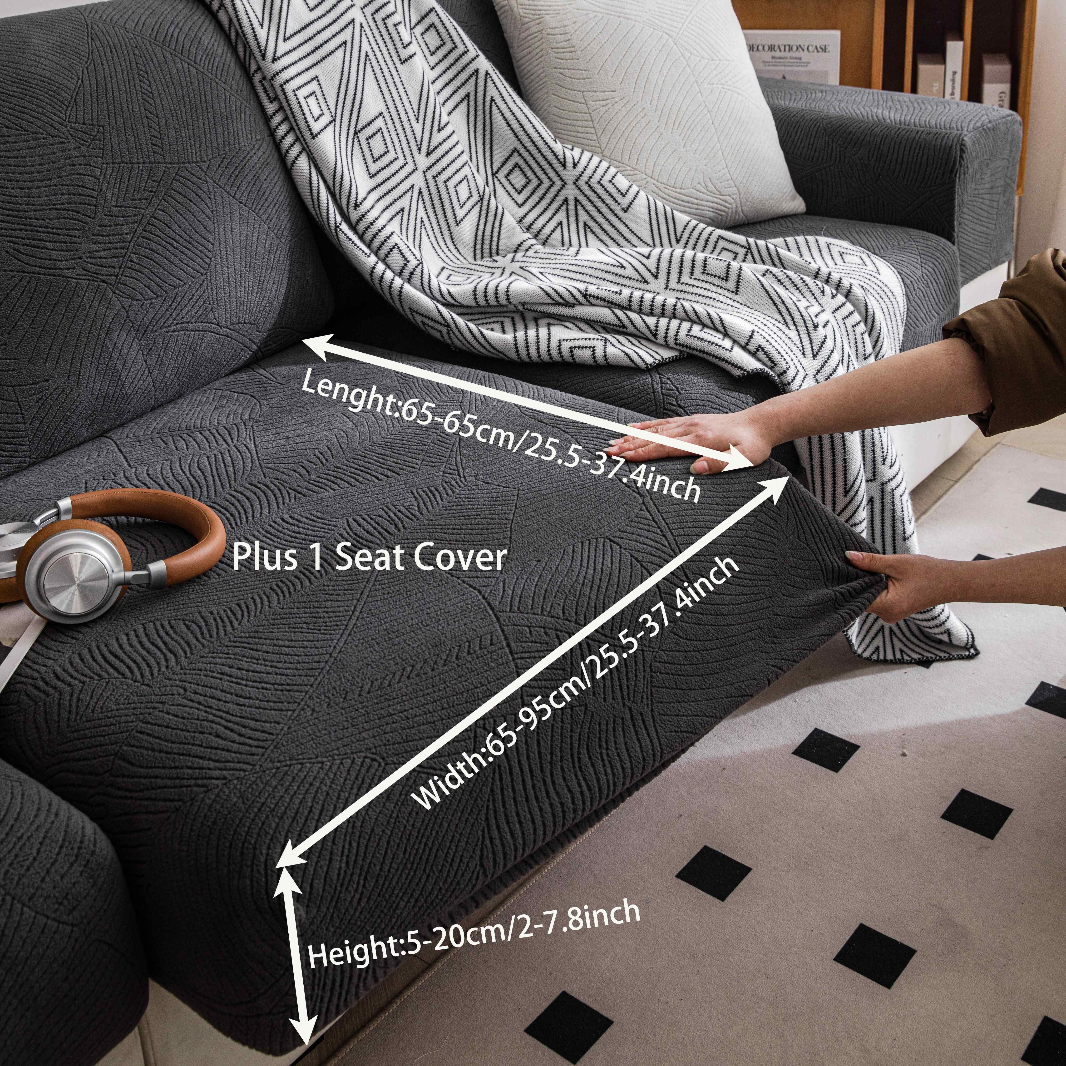 TEMU 1pc, And Banana, Universal Sofa Cushion For , Irregular Line Plush Minimalist Light Solid Color Elastic All-inclusive Universal Sofa Cover, And