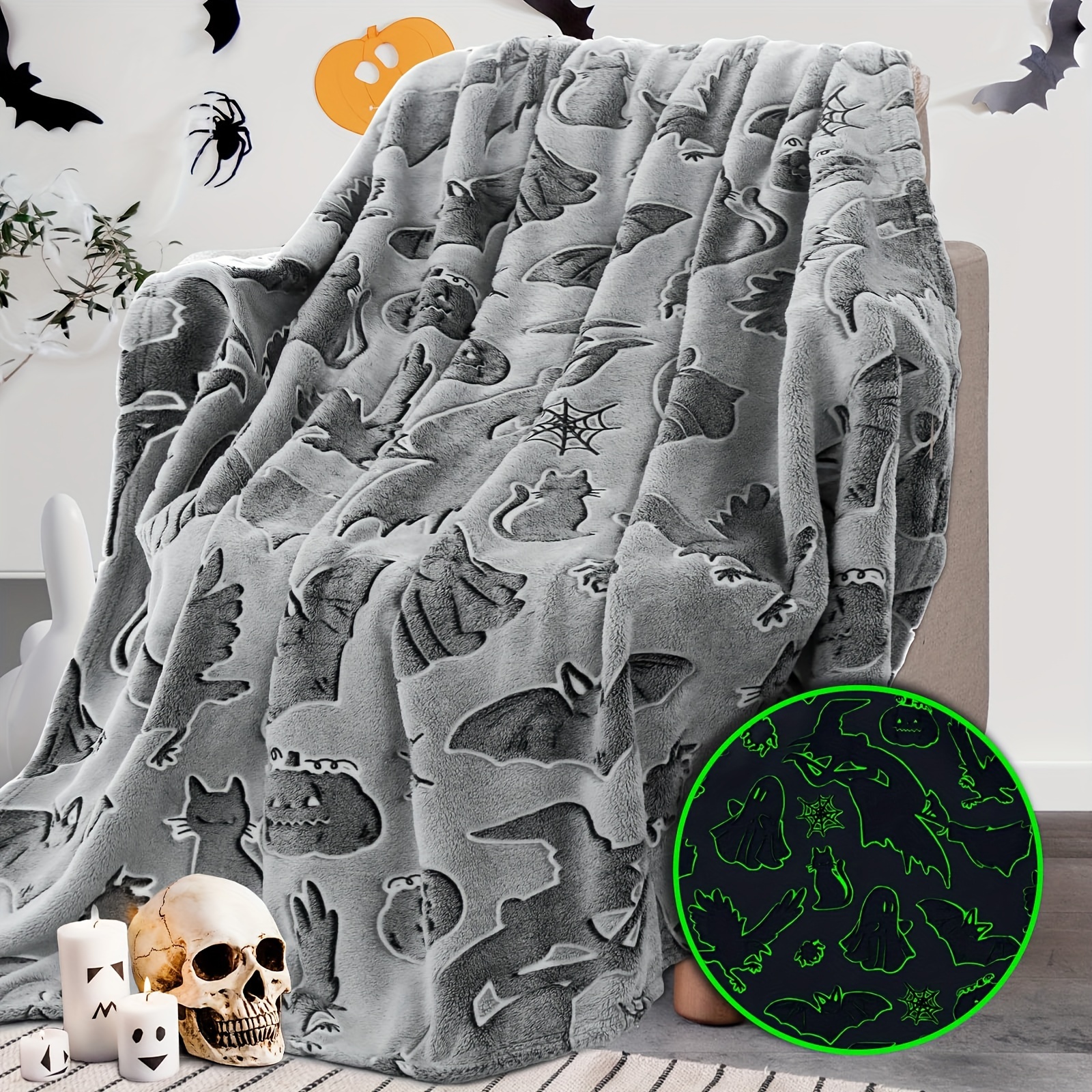 

Glow-in-the-dark Throw Blanket - Soft Fleece, 50"x60", Perfect For Couch & Bed