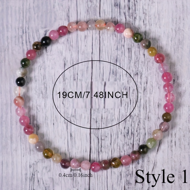 1pc Boho Stone Beaded Elastic Bracelet, Multicolor Round Beads, October Birthstone, Handmade, Functional Superimposition And Stacking For Daily Wear, Gift, Vacation