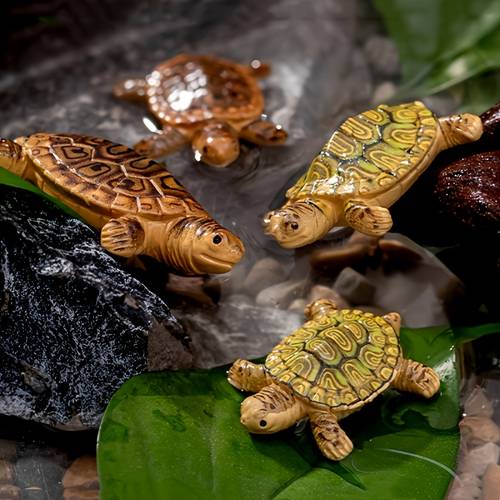 niedliche schildkrötenfamilie- – 3-tlg./5-tlg. mini-wasserdekor für teiche & aquarien, lebensechte schwimmende gartendekoration, geschenkidee