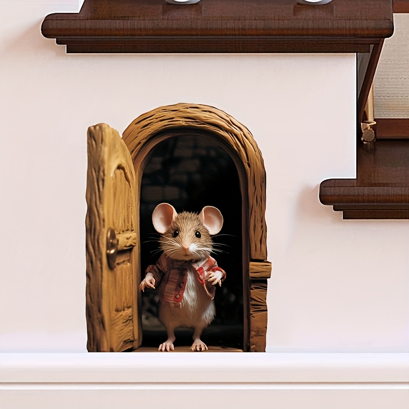 2d Flat, 1pc Mouse Sticker, Mouse Home Decorative Wall Art, Perfect For Home Wall Decor, Bedroom Room Wall Decoration, 2d Flat