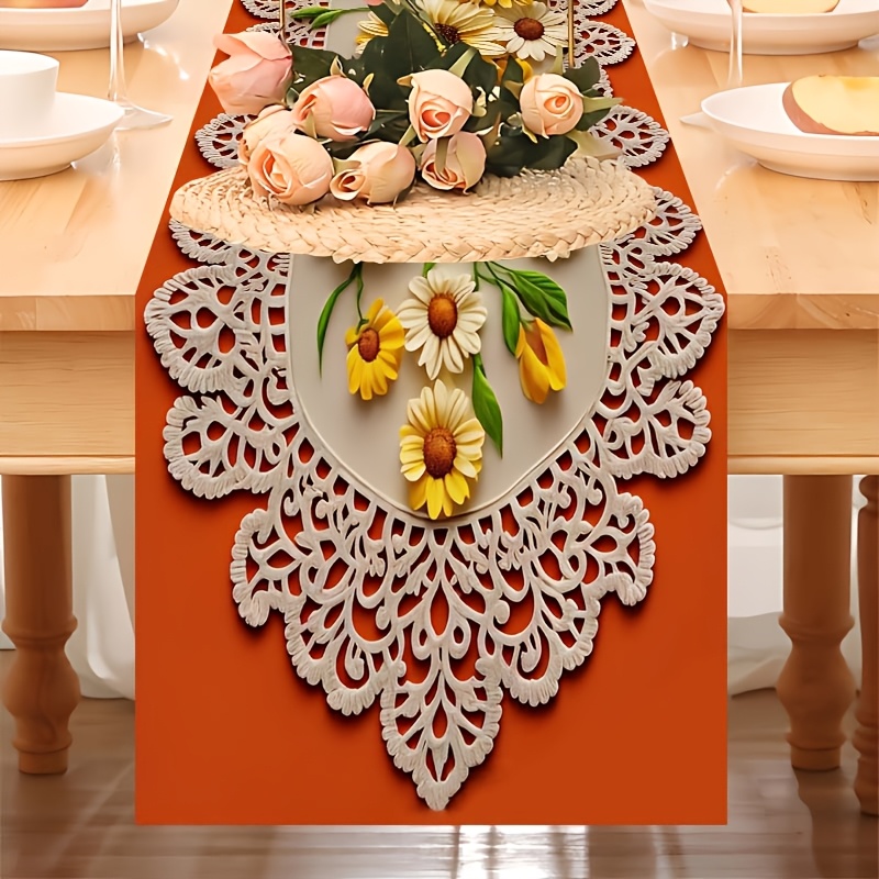 TEMU 1pc Home Table Runner, Suitable For Kitchen And Dining Room, Summer Theme Sunflower And Daisy Design, 2d Print, Enhancing Natural Freshness To