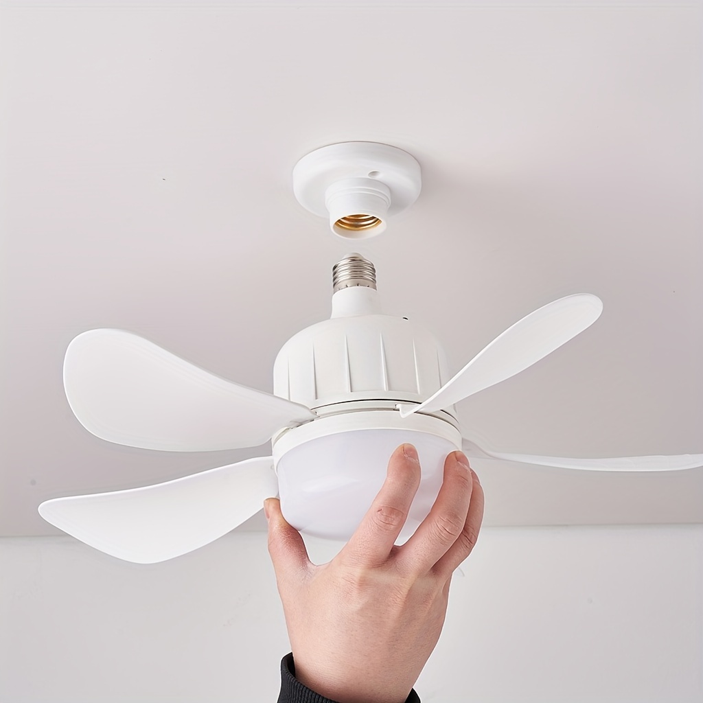 

1pc Socket Fan Ceiling Fan With Light And Remote, E27 Noiseless Ceiling Fans Dimmable Led Lights, Small Light Bulb/ceiling Fan For Bedroom, Kitchen, Living Room, Balcony