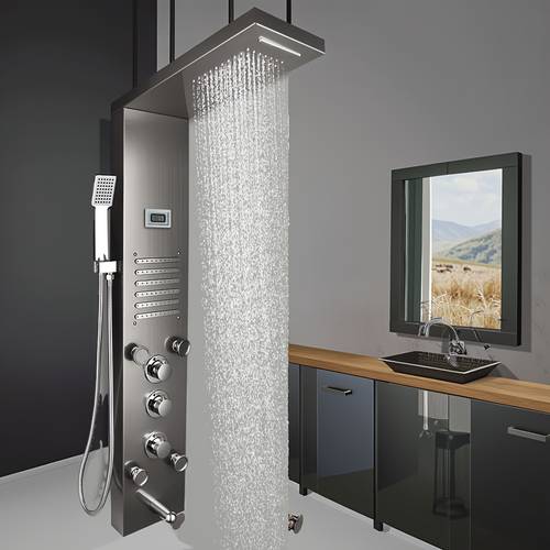 color bathroom panel tower system wall mount mixer tap hand shower spa massage temperature screen