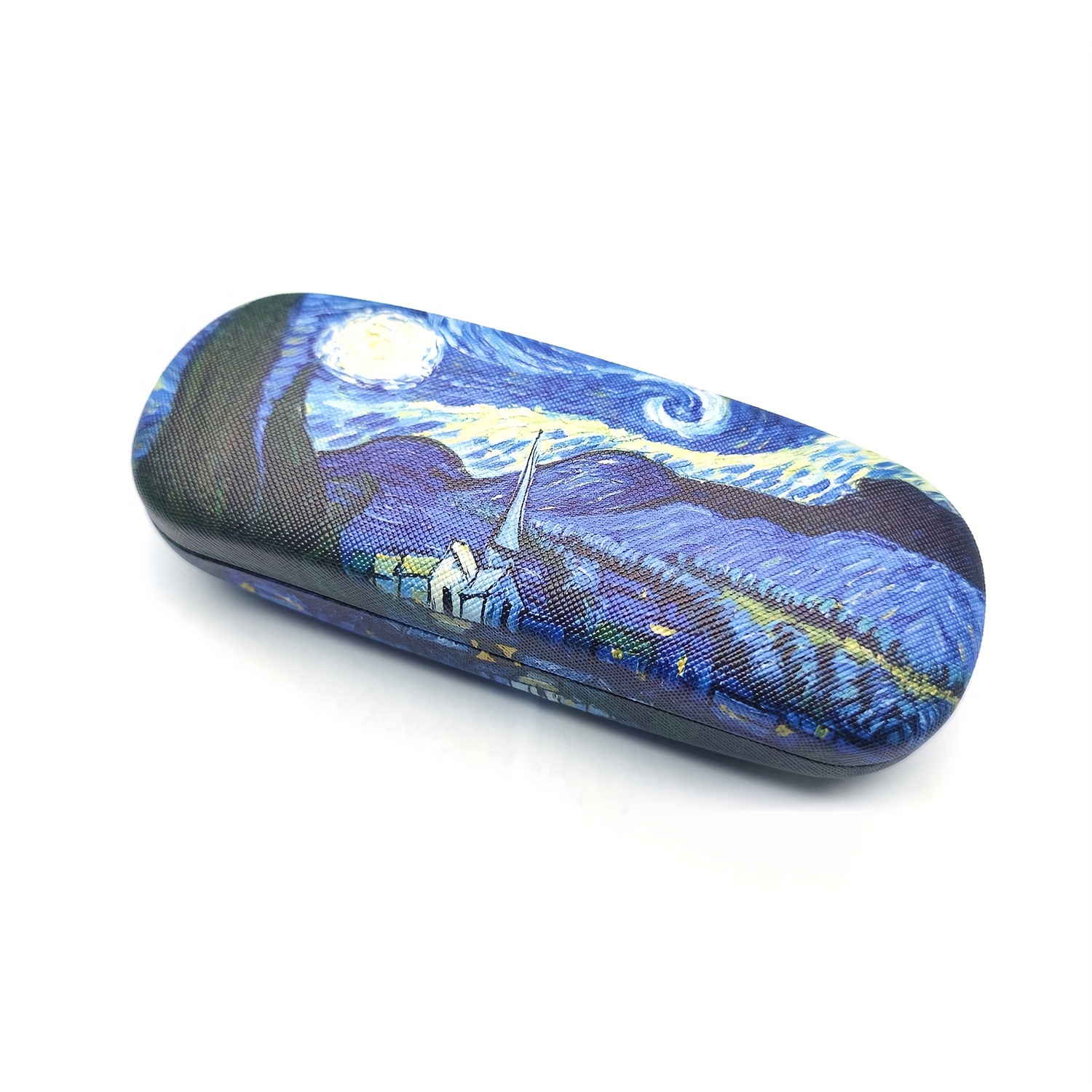 Image of Delicate Glasses Case, Oil Painting Print Series Glasses Box, Faux Leather Portable Storage Box, Durable Protective Container, Eyewear Additions For Casual Business