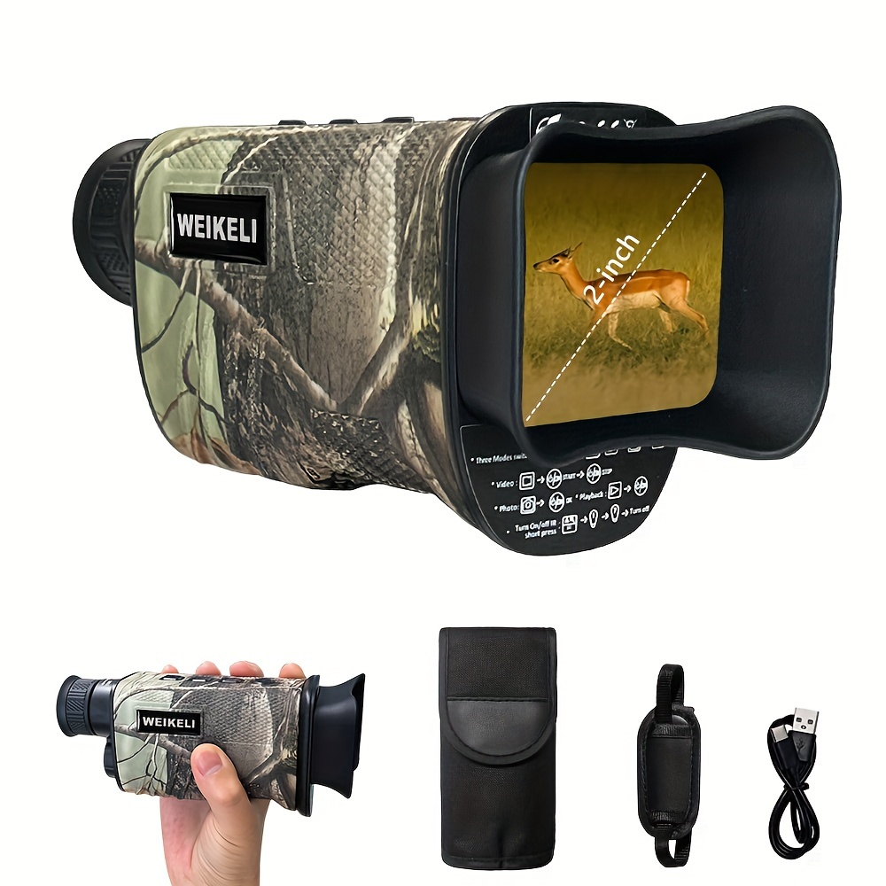 new camo infrared     inch screen 8  zoom 7 level infrared adjustment with key sound   adjustable screen brightness and rechargeable lithium battery