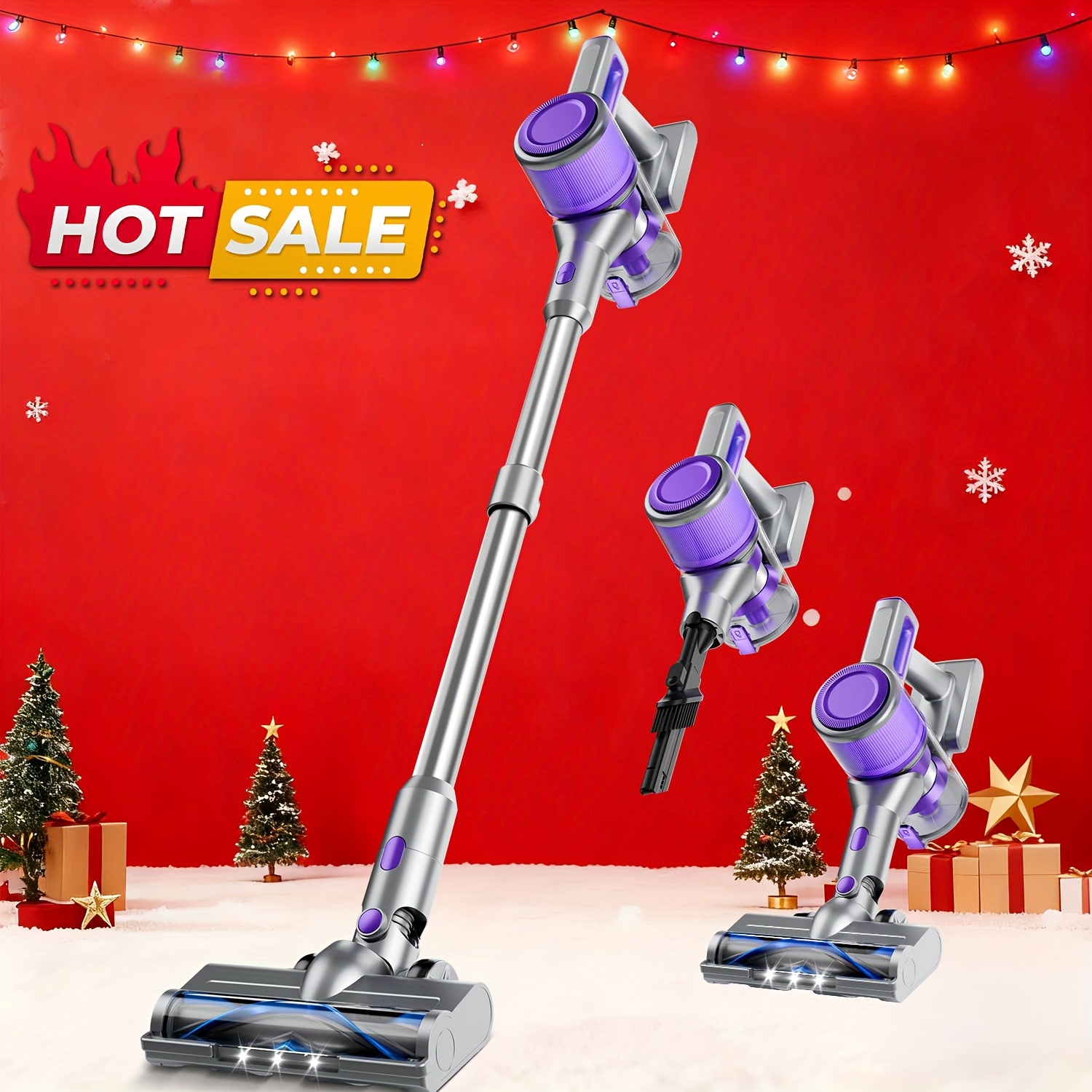 TEMU Powerful Handheld Vacuum Cleaner With Detachable Battery & Suitable For Pet Hair,, Floors, Lightweight Vertical Vacuum With 45-min , 3-speed