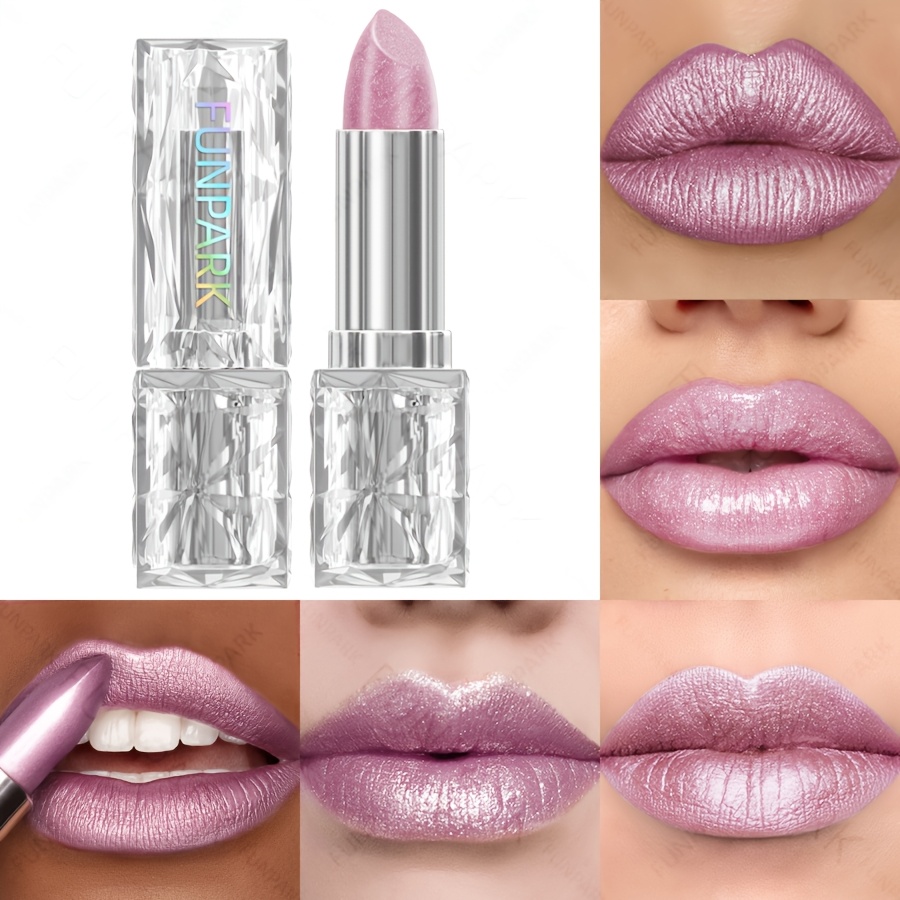 1pc Funpark Women' Pearlescent Sparkling Lipstick - Waterproof 24 Long-lasting Lip Gloss, Shimmer Suitable For Skin Types, Portable Travel-friendly Lipstick For Spring Summer, Tinted Hydration &
