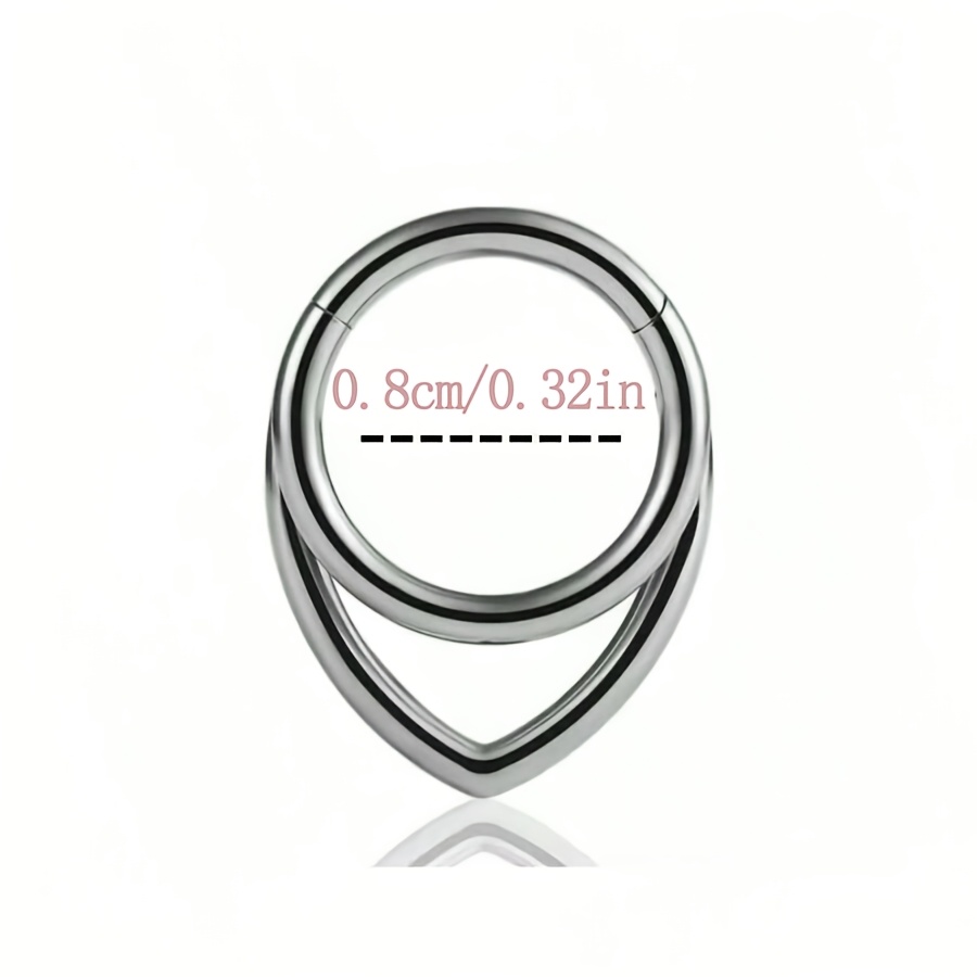 TEMU 1pc Hypoallergenic Stainless Steel Double Layer V Shape Septum Ring, Hinged Clicker Nose Hoop Piercing Jewelry, Golden& Silvery 2 Tone Teardrop