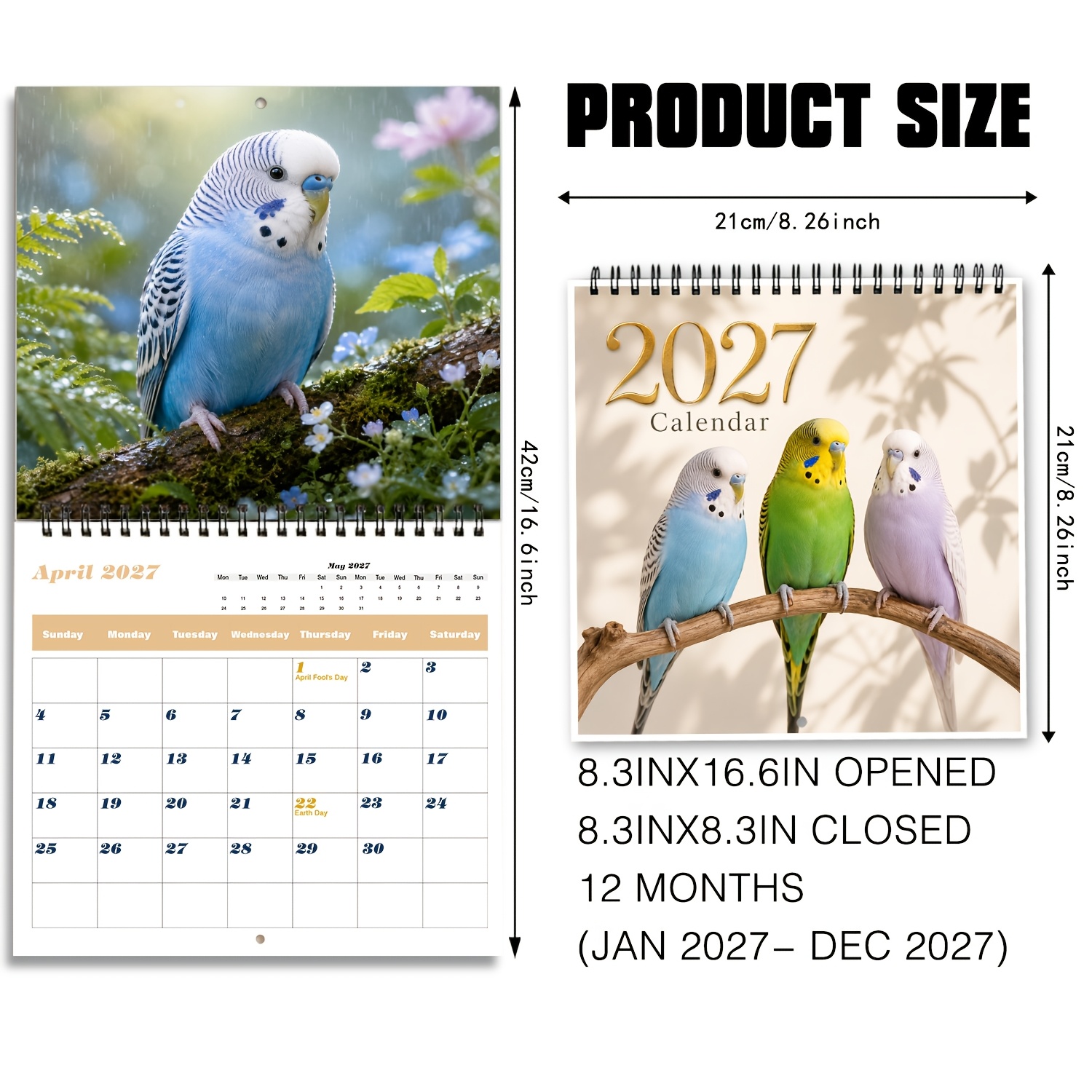 TEMU A Set Featuring A Cute And Colorful Pattern Of A Budgerigar Perched On A Branch. Suitable For Home And Office Decor, Annual Schedule Planning,