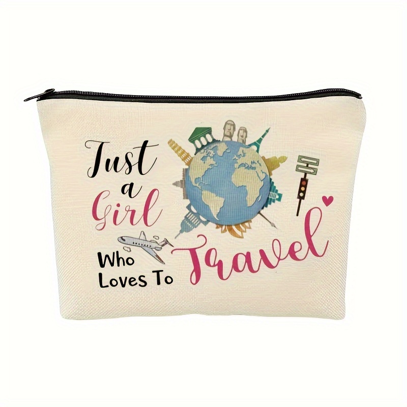 

Travel Lover Gifts Zipper Makeup Bag, Travel Cosmetic Bag, Just A Girl Who Loves To Travel Unique Birthday Gifts For Women Best Friends Sister