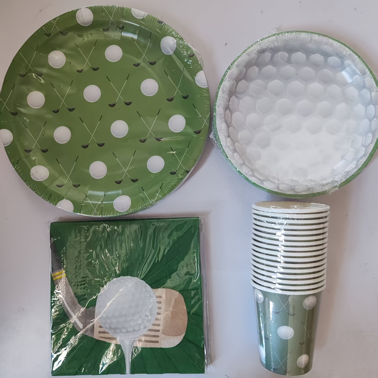 Image of 64pcs, Decorations, Sports Theme Tableware Golf Plates And Napkins Supplies, Golden Paper Dinner Plates, Dessert Plates, Napkins, Golf Birthday Party Supplies For Golf Fans, Tableware Set
