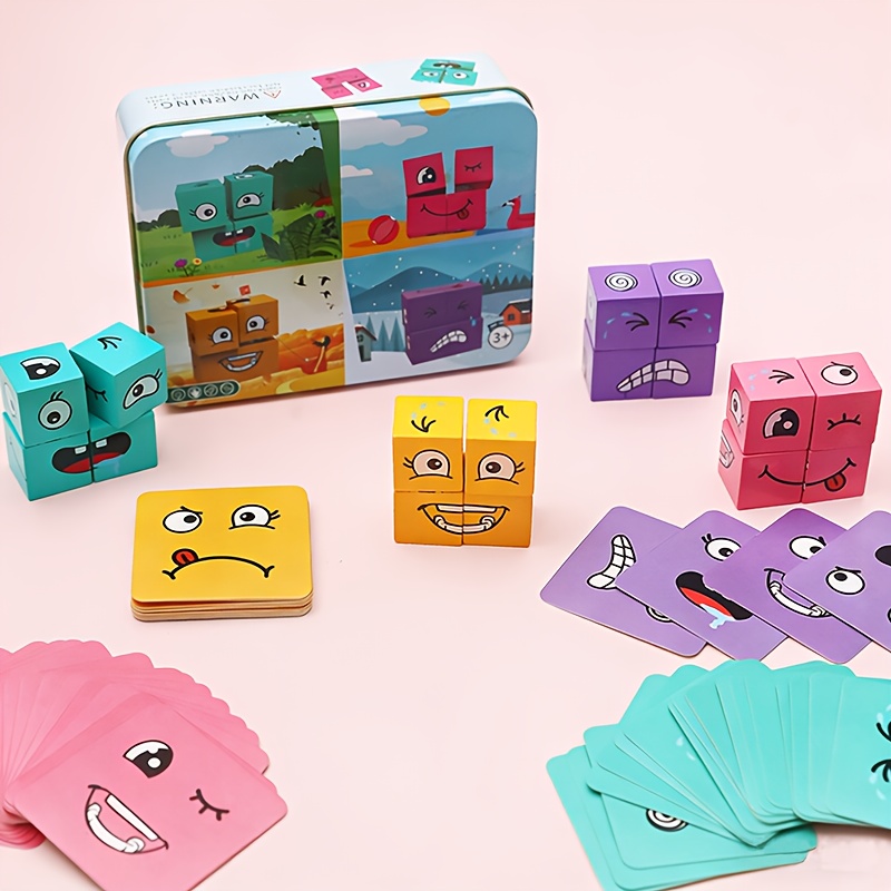 Image of Children's Face-changing Building Block Toys - & Training Game With Transformable Characters, Brain-boosting Puzzle For Kids Suitable ( Role-switching)