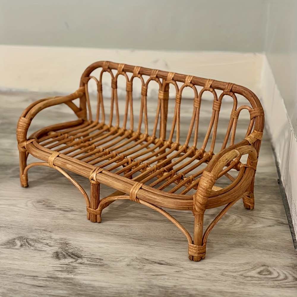 retro handmade baby rattan reclining chair - lightweight natural wicker design, ergonomic high backrest & cushioned seat for newborns,  , photo studio props, indoor/outdoor use, baby chair, indoor outdoor furniture, rustic aesthetic, durable construction,   outdoor 0