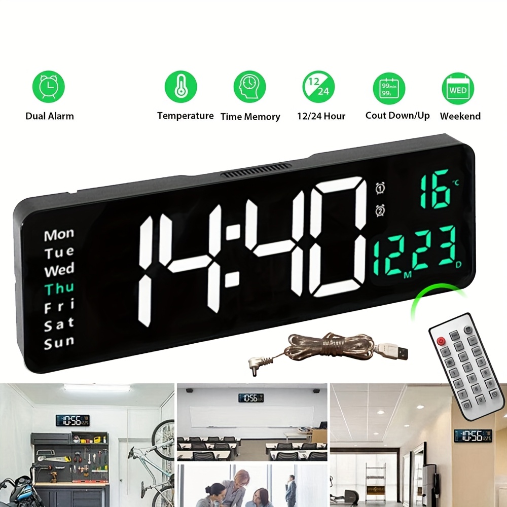 16 zoll große led wanduhr helligkeitsregelung dual zonenzeit - Main Image