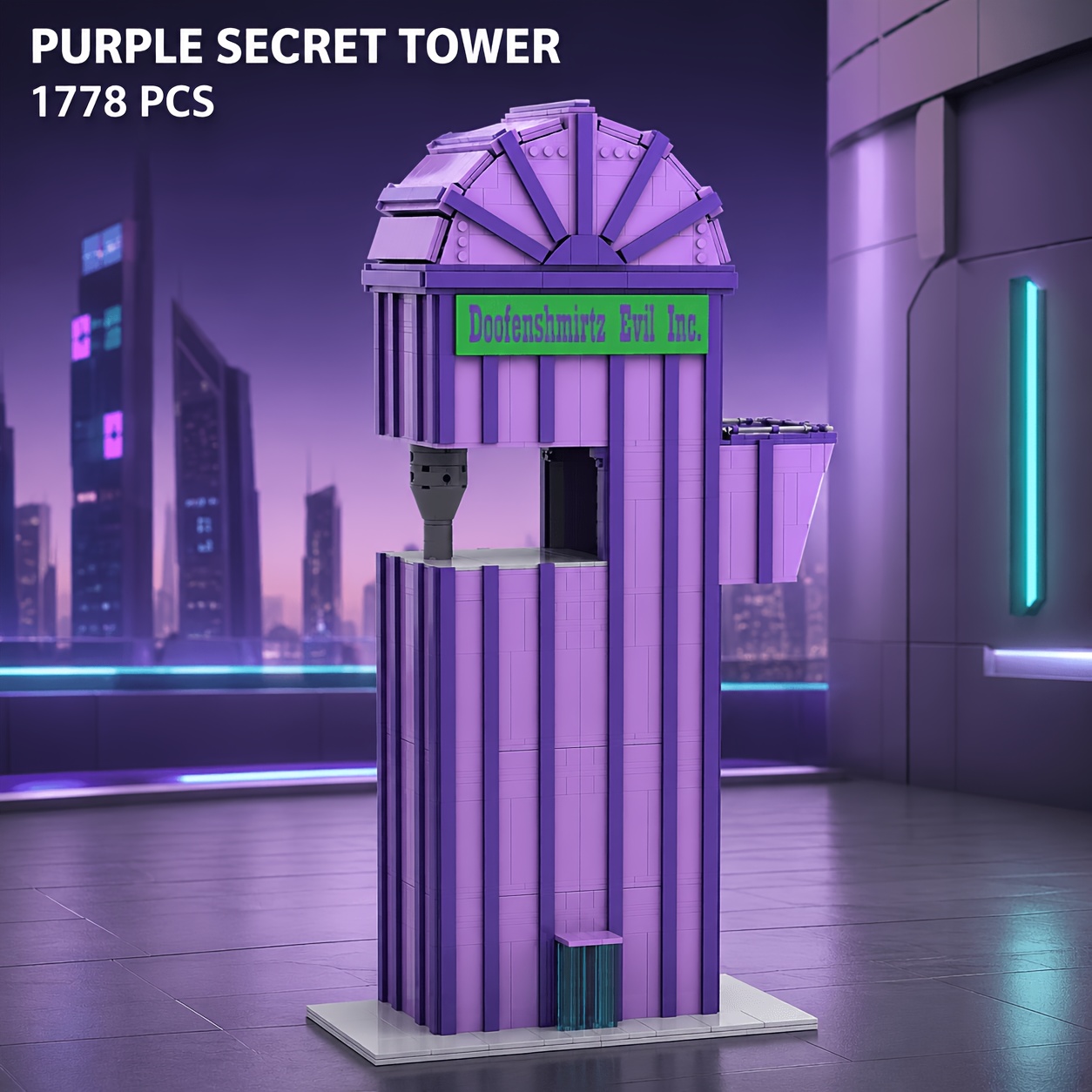 Image of 1778pcs Anime Themed Building Set, Moc Brick Style Model Depicting Tall Tower Base With Rich Interior Details, Quirky Construction Toy Gift For Animation And Comedy Fans
