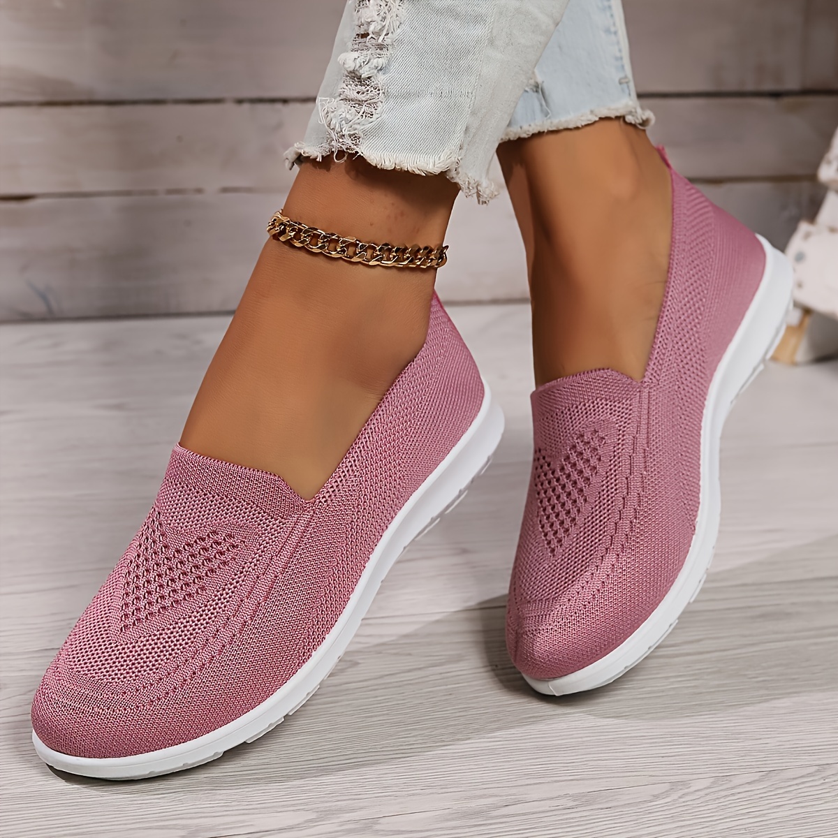 women s solid color knitted sneakers soft sole lightweight details 5