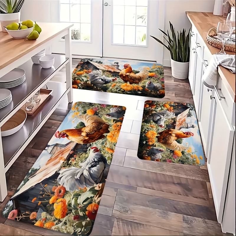 Farmhouse Chicken Soft Kitchen Rugs Non Slip Washable Throw - Temu Canada