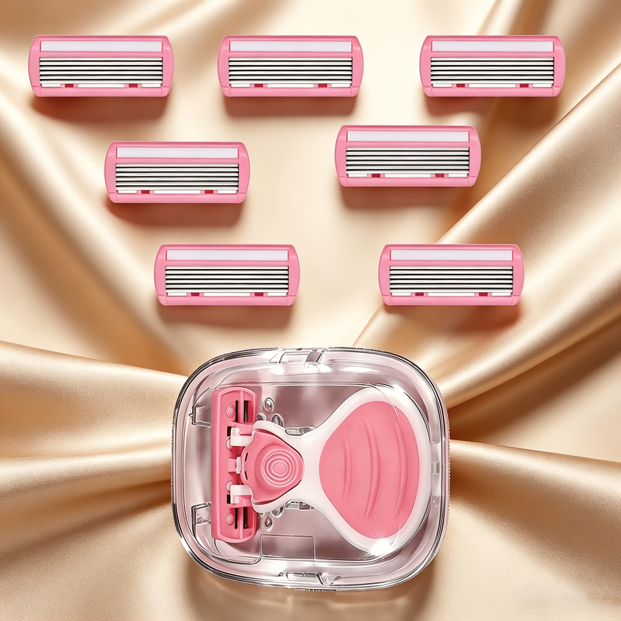 6-layer Blade Razor, A Convenient Manual Hair Removal Tool Designed Specifically For Women, Features An Ergonomic Handle With A Transparent Storage Box For And