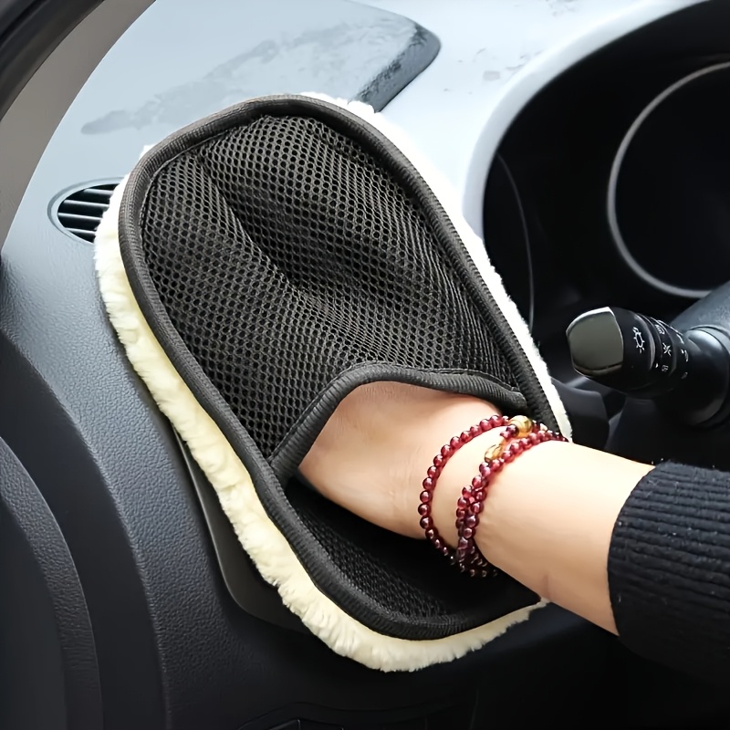 1pc car wash glove plush car cleaning cloth velvet mitt   thickened waxing cleaning tool car beauty supplies