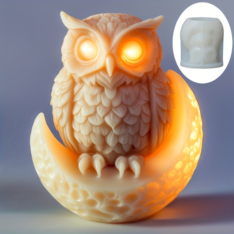 

An Owl Scented Candle Silicone Mold - Irregular Molds For Christmas Gifts And Diy Ornaments, 3d Epoxy With Clay Crafts For Home Decor