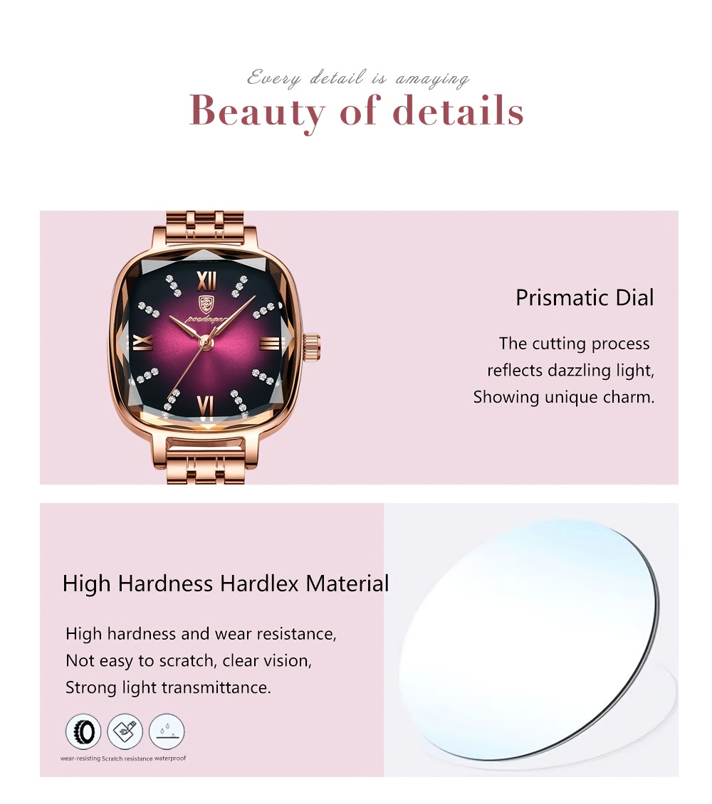 elegant square womens watch stainless   quartz movement fashionable   details 3