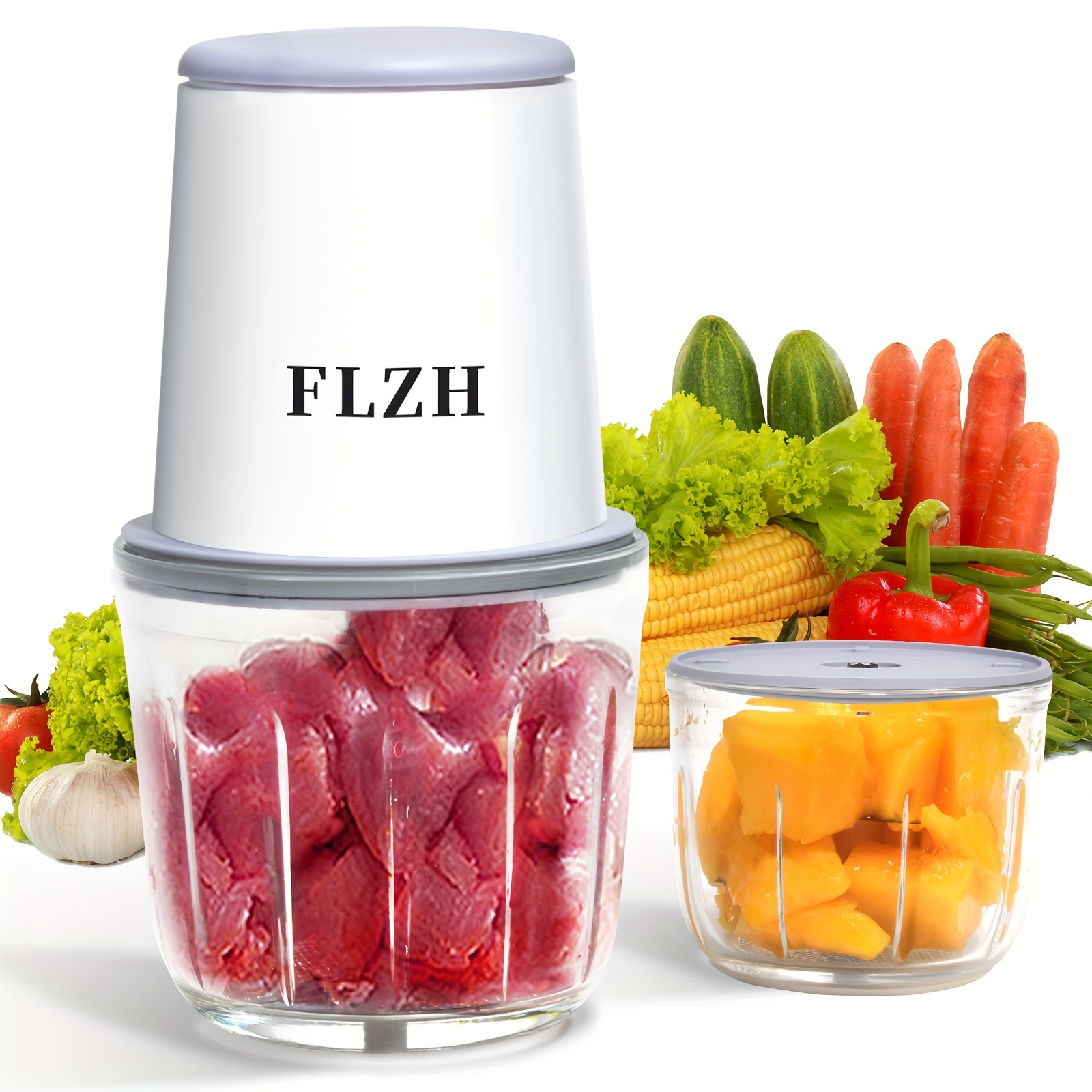 

Food Processor, Meat Grinder Electric, Food Processors With Glass Meat Blender Food Chopper For Meat, Vegetables, Fruits And Nuts With 4&6 Sharp Blades, Portable Cordless Electric Mini Food Chopper