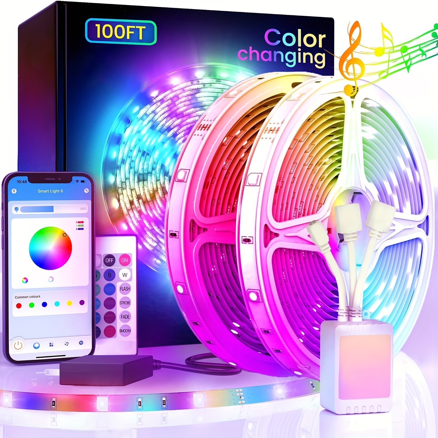 

Led Strip 100ft 30m (2 Rolls Of 15m) Strips App , Rgb Led 24v For , , Decoration For