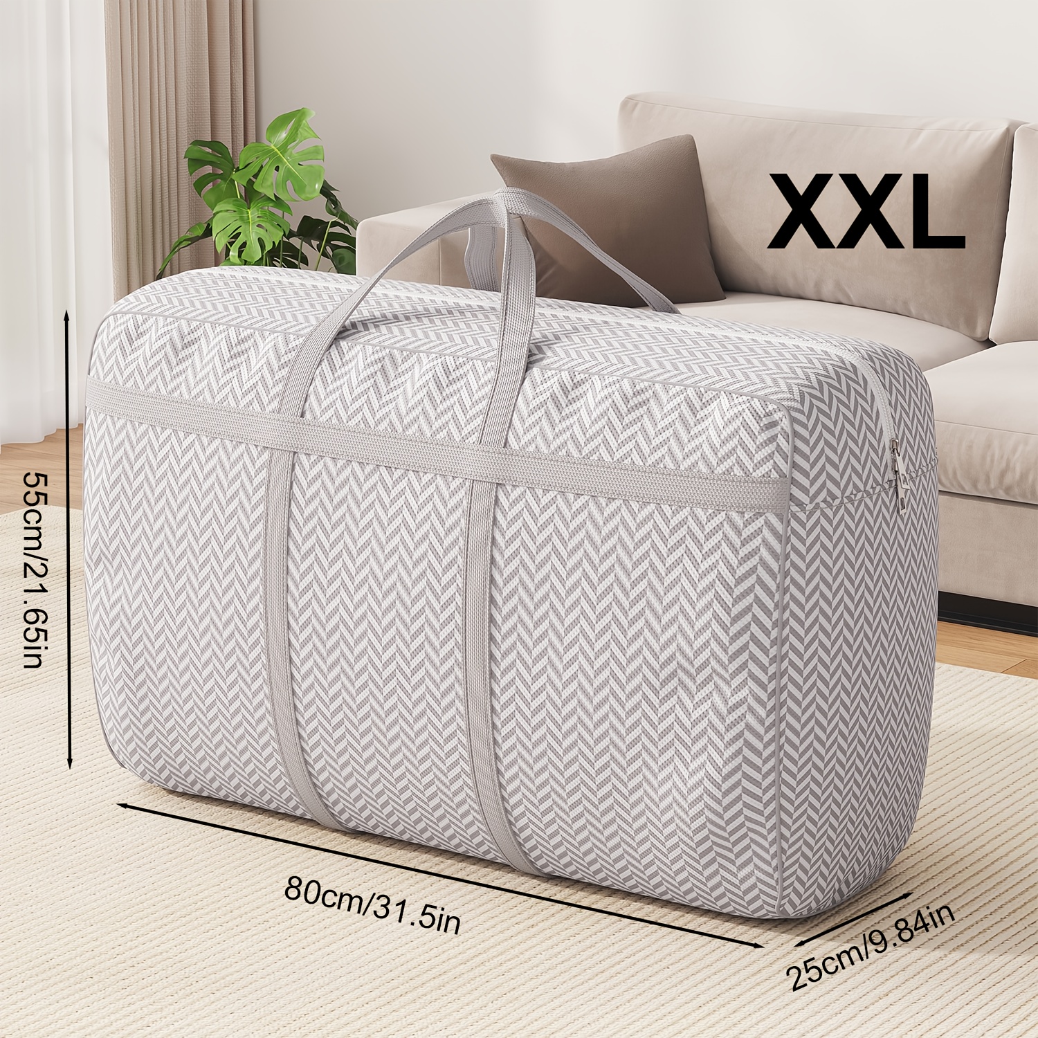 1 Set Of Extra-large Moving Bags With Durable Handles And Zippers, Designed For Efficient Storage, Space-, And Folded Flat, Serving As An Alternative To Traditional Moving Boxes
