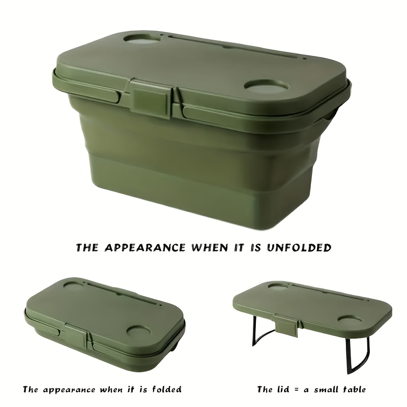 TEMU Outdoor Large Capacity Storage Basket, Camping Camping Handheld Blue, Foldable Picnic Basket, Portable Detachable Small Dining Table,