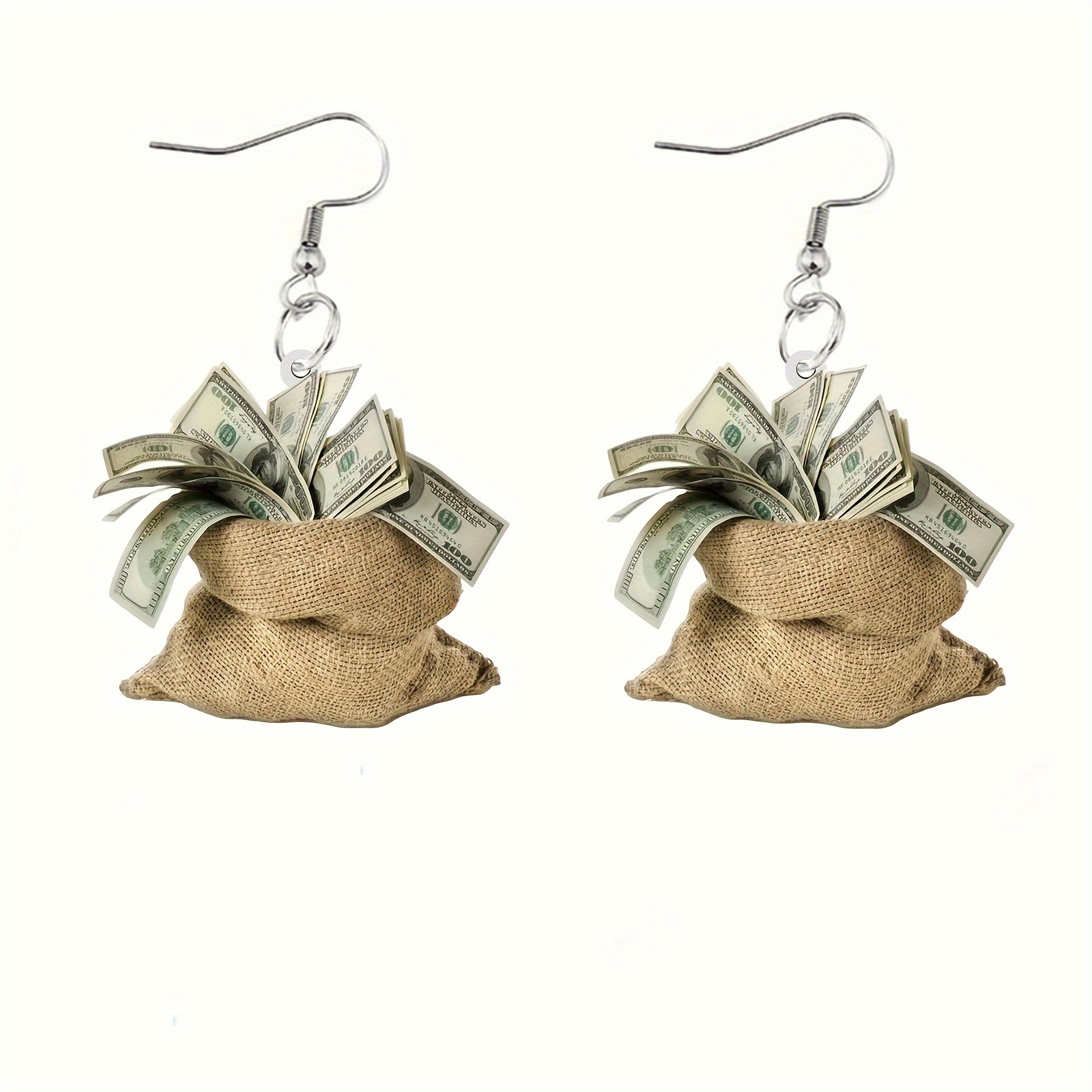 

1pair, Creative Dollar Design Earrings Decorative Personality Interesting Earrings Simple Party Style Graduation Season Gift Lucky Earrings